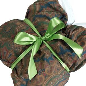 RALPH LAUREN! 100% COTTON, BROWN, BLACK, BURGUNDY PAISLEY BEDSKIRT!SZ FULL